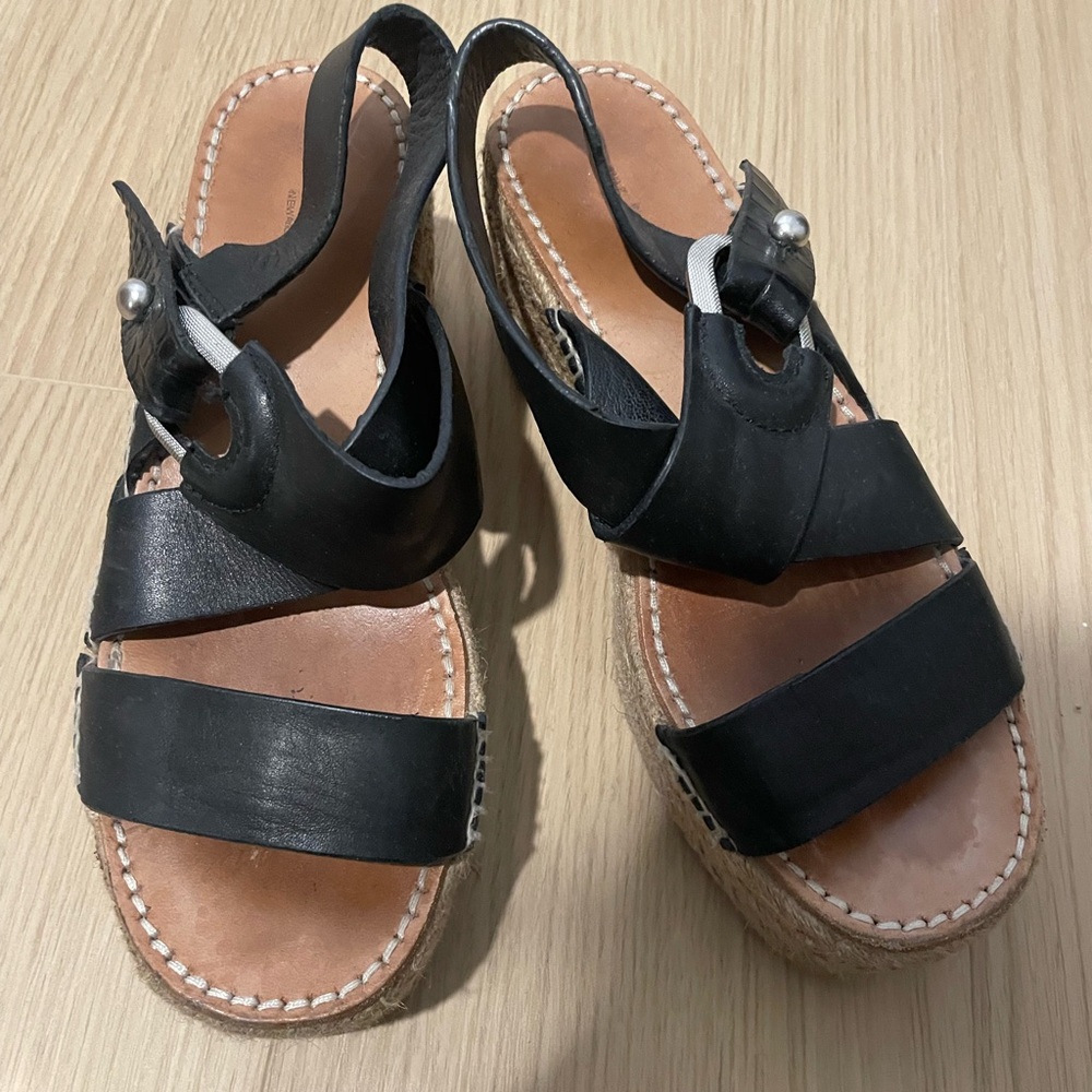 rag & bone Black Leather Strappy Sandals